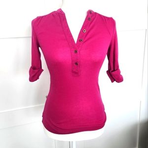 * Victoria's Secret Tee Shop 3/4 Sleeve Button V-neck Top